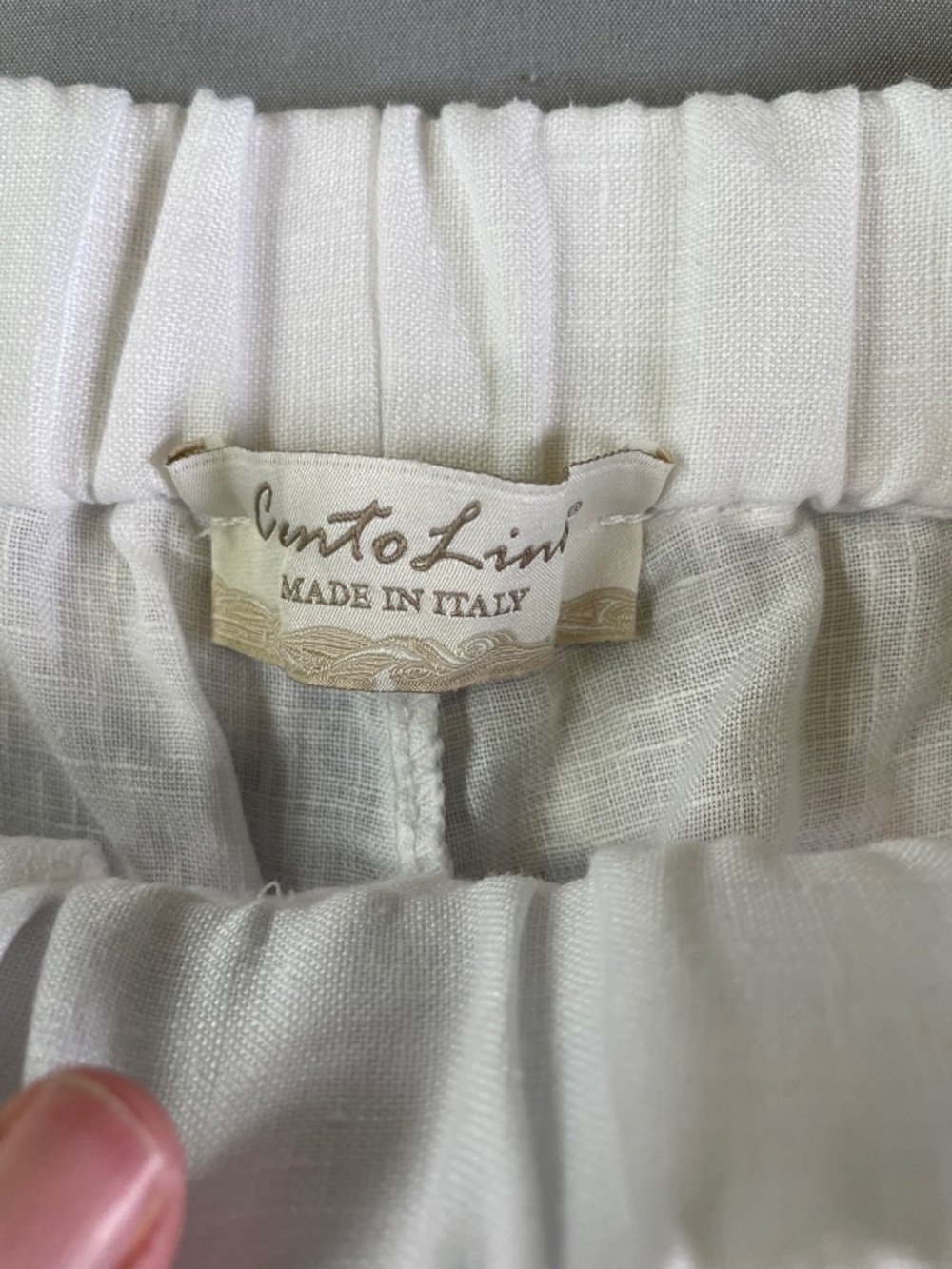 Cento Lino 100% Linen Made in Italy White Elastic Waist Trousers Size Medium - Picture 2 of 9